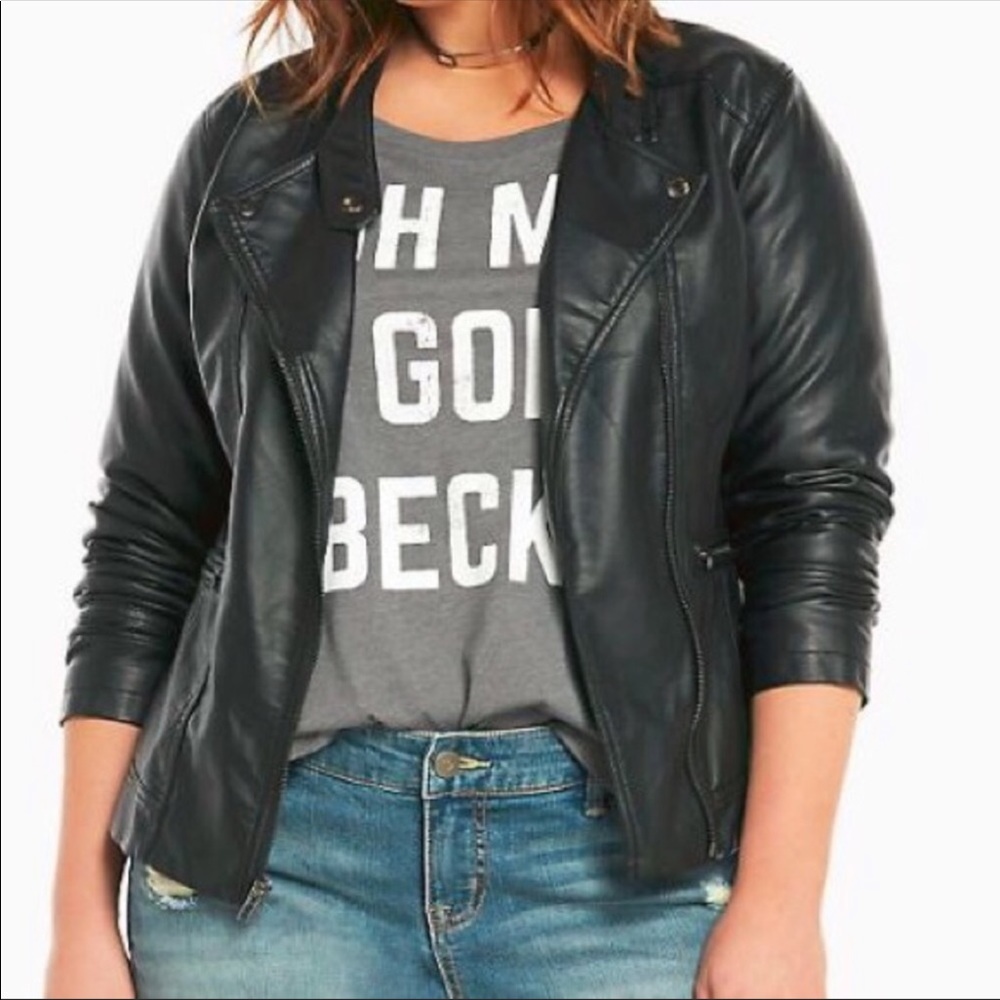 Torrid Seam Moto Black Faux Leather Jacket